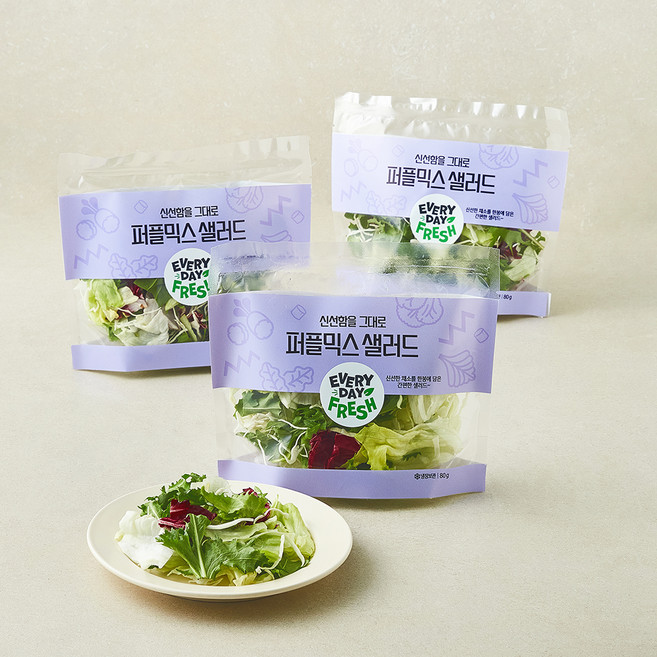 그린래빗 퍼플믹스 샐러드, 80g, 3개