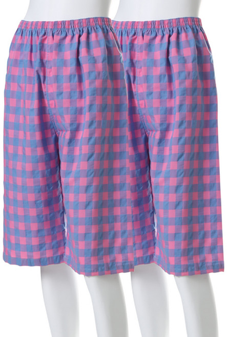 캐리루시 여성용 깅엄 선염 체크 8부 파자마 2p