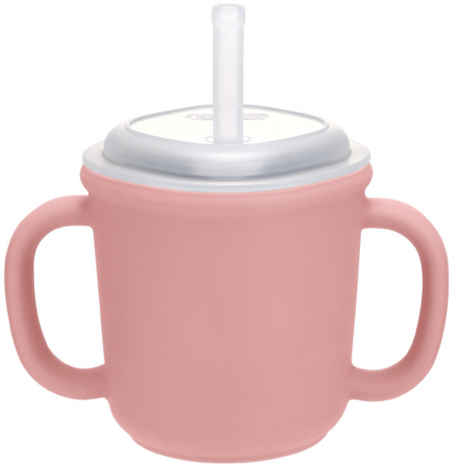 Edison 矽膠雙耳吸管杯, 200ml, 1個, 粉色