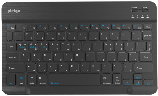 PLEIGO 무선 저소음 휴대용 파스텔 슬림 블루투스 키보드, 블랙, KB10