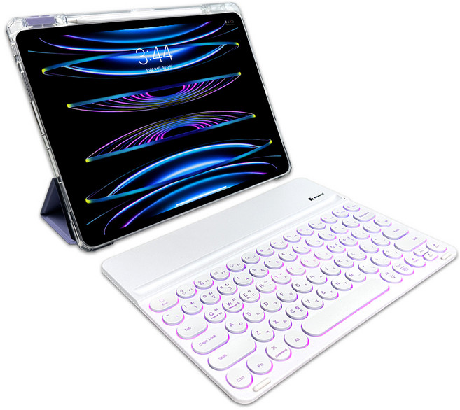 라이노핏 태블릿PC 케이스 + 와이드 블루투스 키보드 세트, 페일 라벤더(케이스), 화이트(키보드), 1개