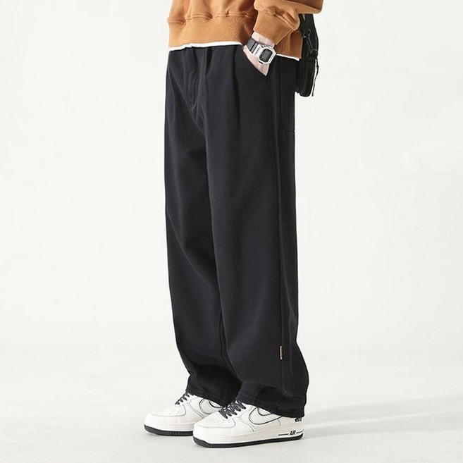 Elsso 男士寬版棉質日常直筒褲