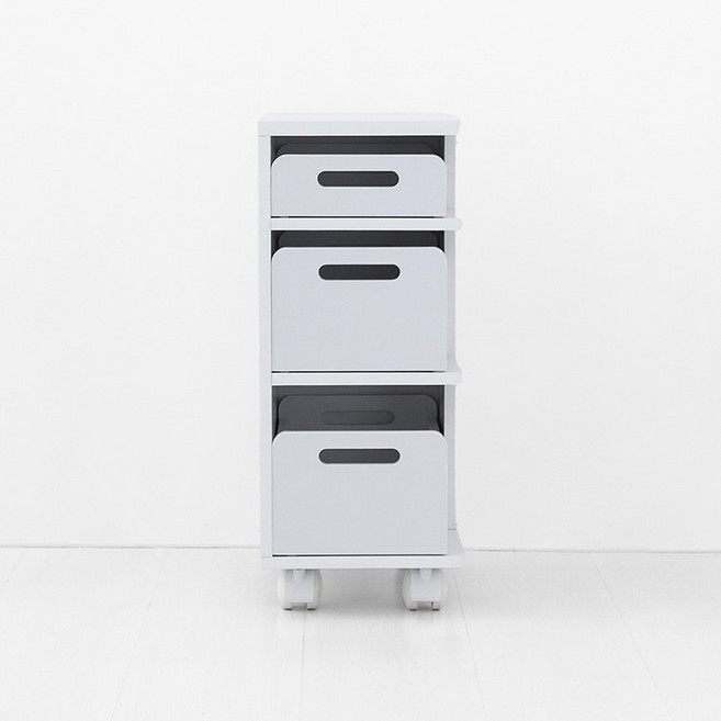 마켓비 숄리드 수납트롤리 WGM6125, 화이트, 3단