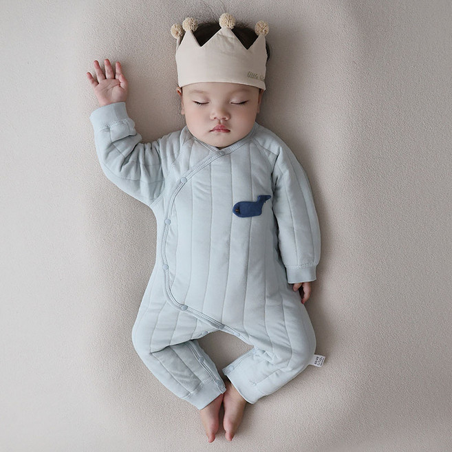 베베니즈 신생아용 패치포인트 도톰 긴팔 우주복