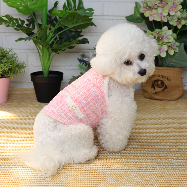 에이미러브즈펫 강아지 DE 트위드 끈나시, 핑크, 1개