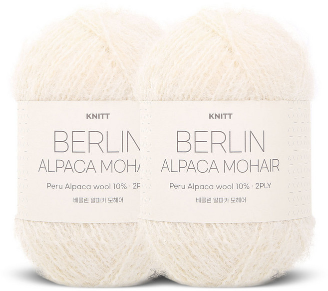 Knitt 柏林 羊駝馬海毛 編織線 50g, 58 象牙白, 2個
