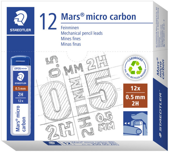 스테들러 마스 샤프심 2H, 12개, 0.5mm