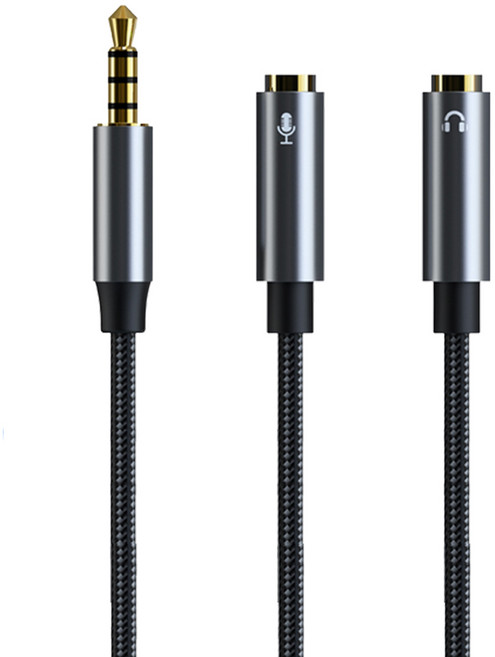 바라보고 컴퓨터용 오디오 케이블 마이크 이어폰 Y 잭 분배기, A22, 그레이