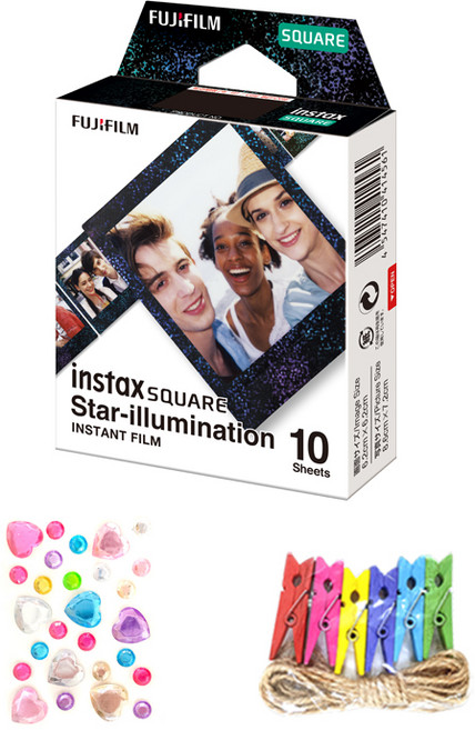 FUJIFILM 富士 instax 設計方形底片 Stylumination 量販套組 寶石貼紙 隨機出貨, 1套, 單一商品