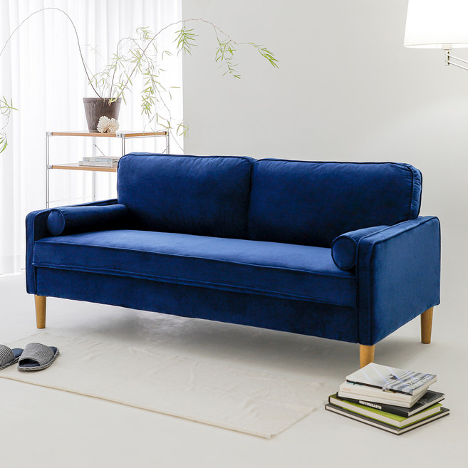 아이와비 유즈 벨루어 패브릭 3인용 소파 방문설치, 다크블루