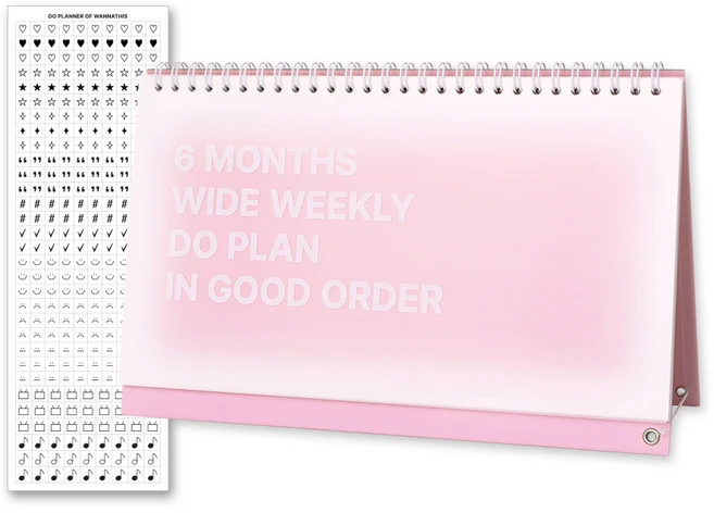 워너디스 DO 위클리 6개월 탁상 데스크 스터디 플래너 + 스티커 세트, 핑크, 1세트 - 쿠팡