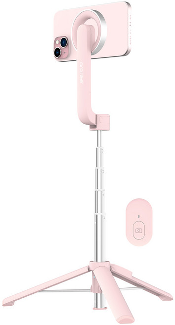 아라리 맥세이프 맥피포드 블루투스 접이식 삼각대 셀카봉, WS-22005(핑크), 1개