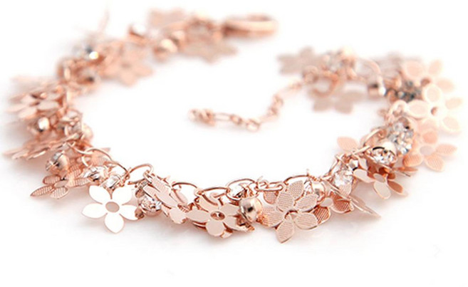 勞爾斯頓 莎莎 14K鍍金 花朵鋯石時尚鍊式手鍊 JR321