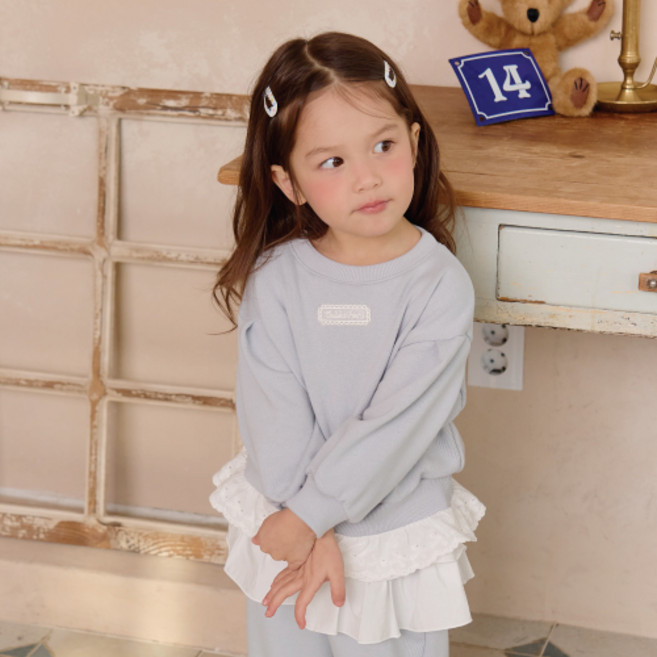 키키모라 아동용 살랑 레이스 맨투맨