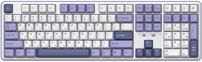 COX 기계식 유무선겸용 키보드, White Purple, C108, 허니축