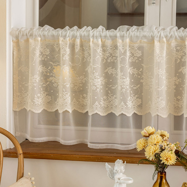 지앤와이 더블 레이스 작은창 이중 바란스 커튼