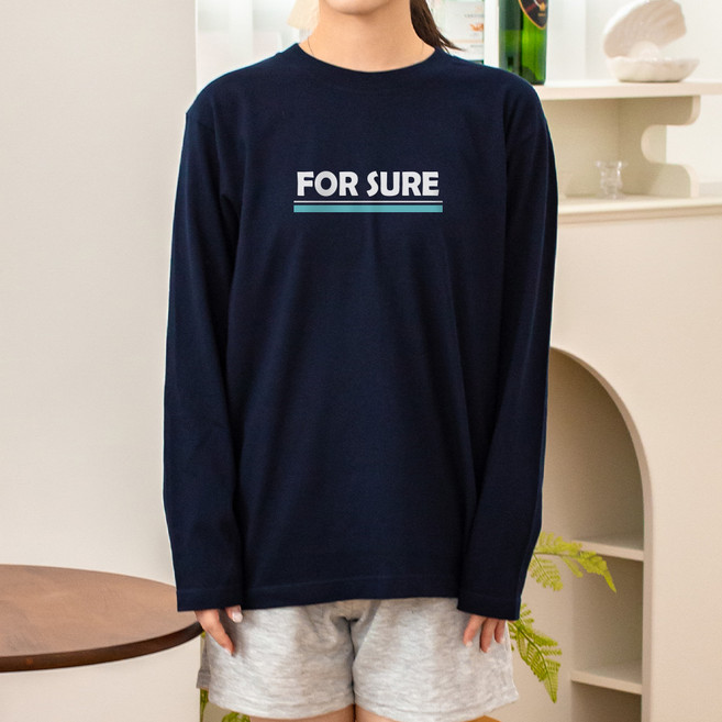 HumbleStudio 女款簡約字母圓領棉質長袖T恤 FF_214