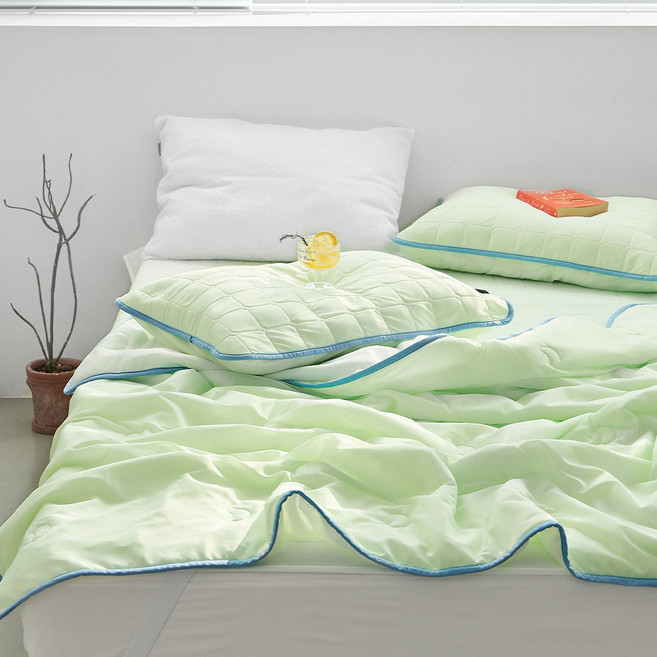 쁘리엘르 써머쿨링 냉감 여름 차렵 이불베개 세트