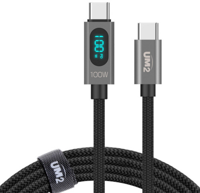 유엠투 C to C PD 100W 디스플레이 고속 충전 케이블 UMCA-100WLED, 1.2m, 혼합색상, 1개