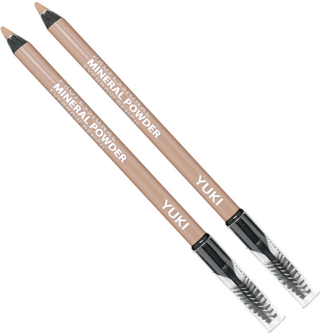 YUKI 專業礦物粉眉筆 1.2g, No.2 Light Brown, 2支