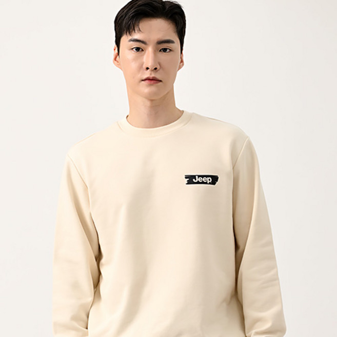 지프 남녀공용 페인팅 빅로고 긴소매 맨투맨 티셔츠 JP6TSU837