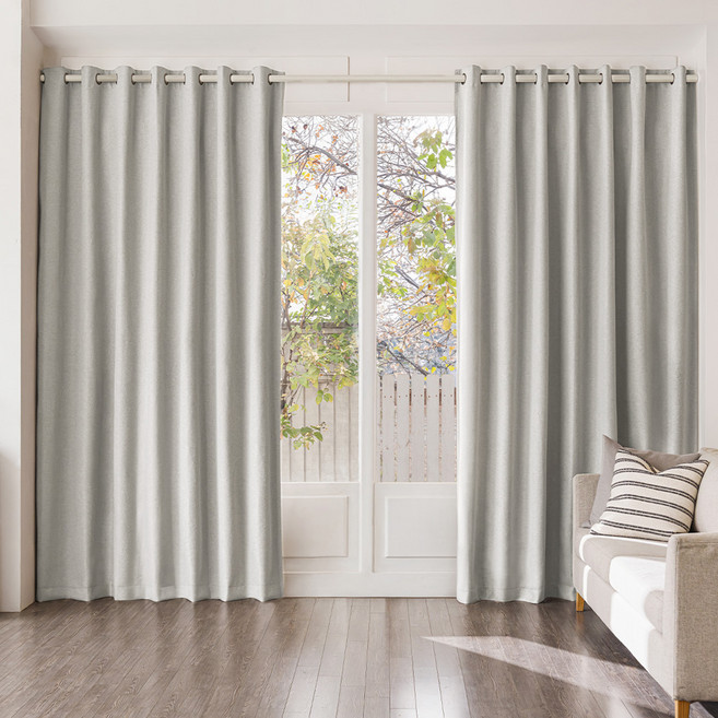 The Zari 99.99%遮光 輕量 穿環式 遮光窗簾 2片 + 窗簾綁帶 2條, 羽灰色