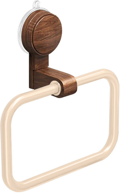 Mega 復古美式旋轉吸盤木紋質毛巾架, 奶白色, 1個