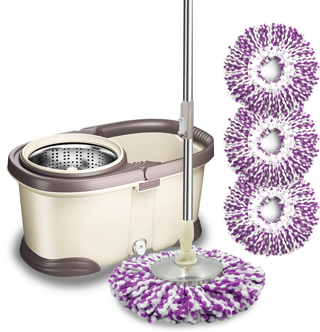 명강산업 프리미엄 통돌이 회전걸레 청소기 세척탈수통 + 핸드스핀 밀대 + 걸레 4p 세트, 1세트