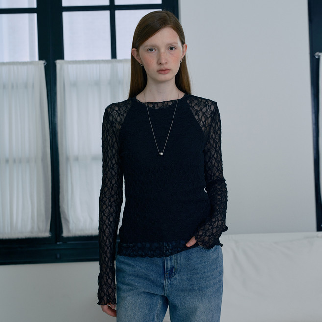 쥬시쥬디 여성용 레이스 긴팔 티셔츠 J1TS020E
