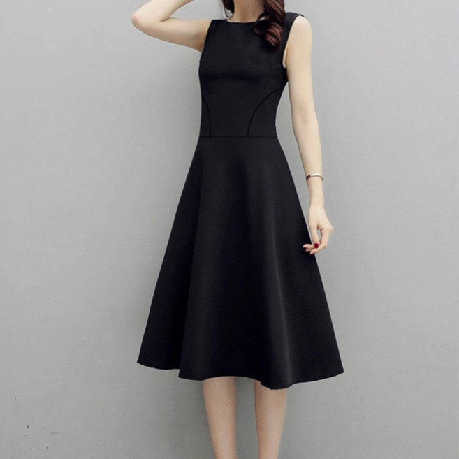 Goodif 女款 The Gorgeous 喇叭無袖連身裙, 黑色