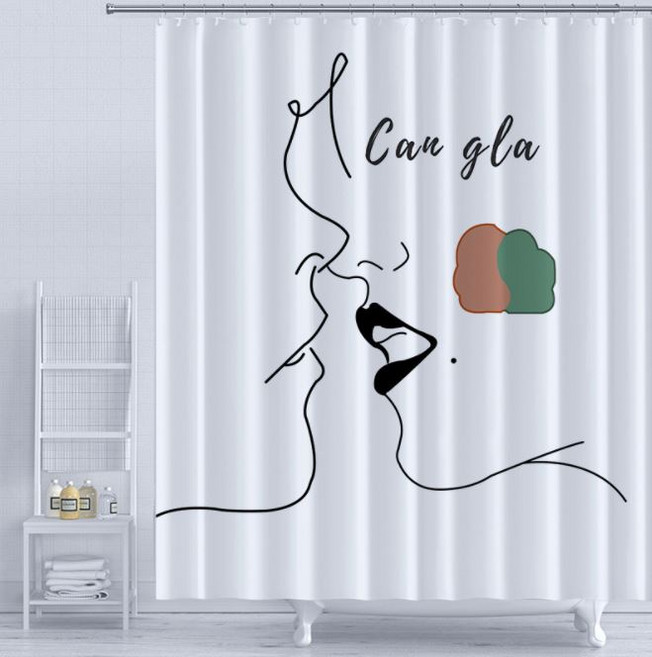알럽홈 심플 드로잉 샤워 커튼 TYPE2 140 x 183 cm, 1개
