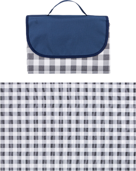 HI TODAY 양면 방수 체크 피크닉 매트, 네이비