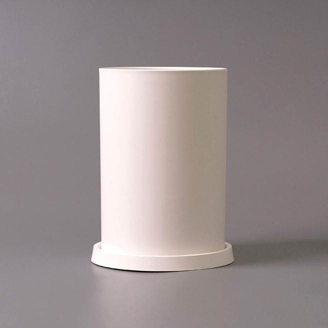 morningscent 인테리어 플라스틱 식물 분갈이 화분 + 받침 세트, 클린화이트, 1세트