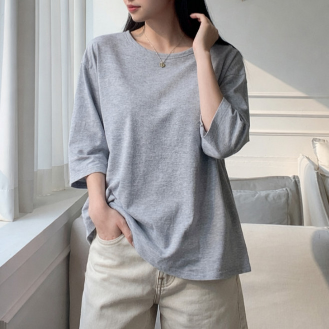 Lalaon 女款圓領竹節棉八分袖T恤 26TSP3702