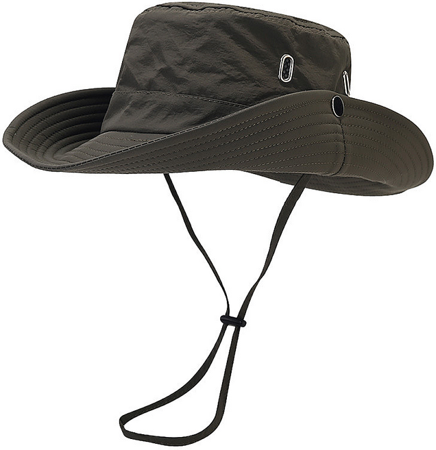 버튼형 햇빛가리개 트레킹 낚시 등산모자, 다크 그린
