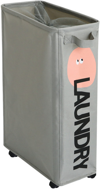 네이쳐리빙 더길어진 반전매력 이동식 슬림 틈새 빨래바구니, 그레이