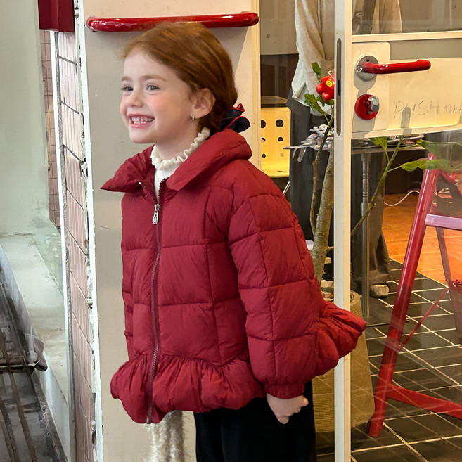 兒童C荷葉邊短版羽絨外套