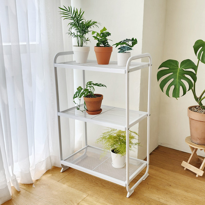 노바리빙 스탠딩 철제 선반 3단, 화이트, 1개