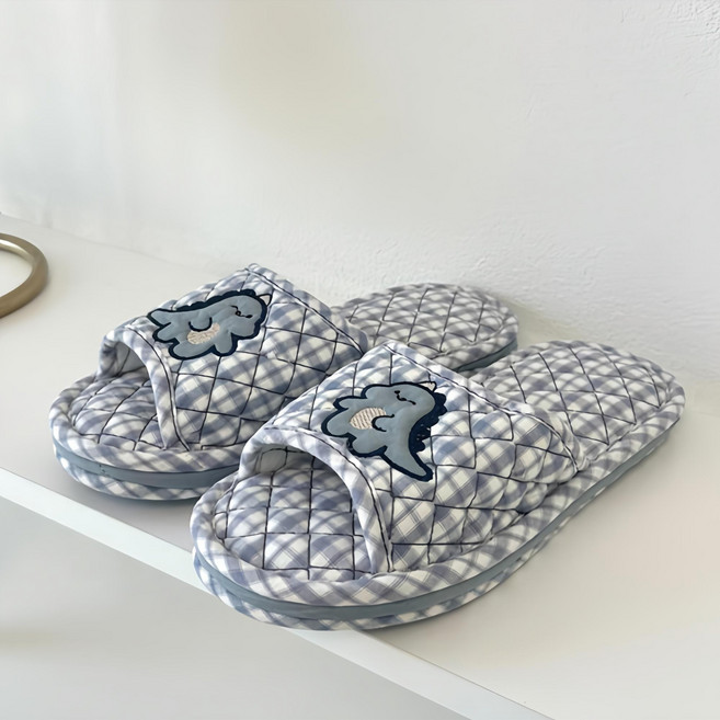 제이드슈 3중 쿠션 면 슬리퍼, 공룡네이비, 1개