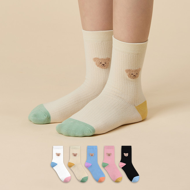 GGRN 아동용 토니 베어 양말 5켤레 세트