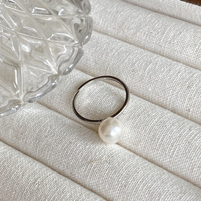 젤루나 여성용 베이직 심플 진주 오픈링 반지 B-117
