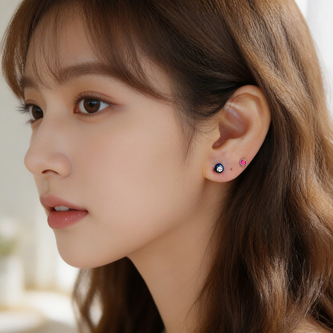 미다미 여성용 컬러오팔 피어싱 2p + 케이스 세트 pc1015