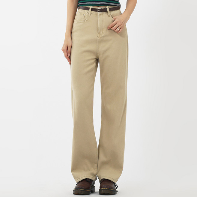 엘쏘 여성용 10컬러 팬시 하이웨스트 와이드 데님 팬츠