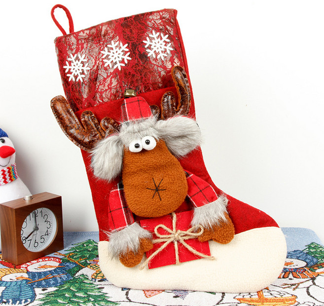 파티공구 산타 선물 양말 입체형, 루돌프, 1개