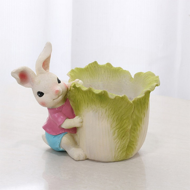 홈플로우 앙증맞은 토끼 시리즈 인테리어 다육이 미니 화분 03, 혼합색상, 1개