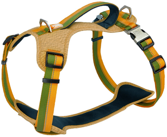 주랜드 강아지 야간 빛 반사 하네스, 그린 + 다크오렌지, 1개