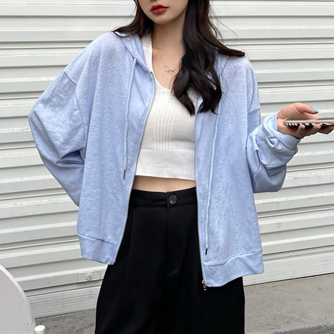 TheSirup 女款薄款防曬長袖連帽拉鍊外套