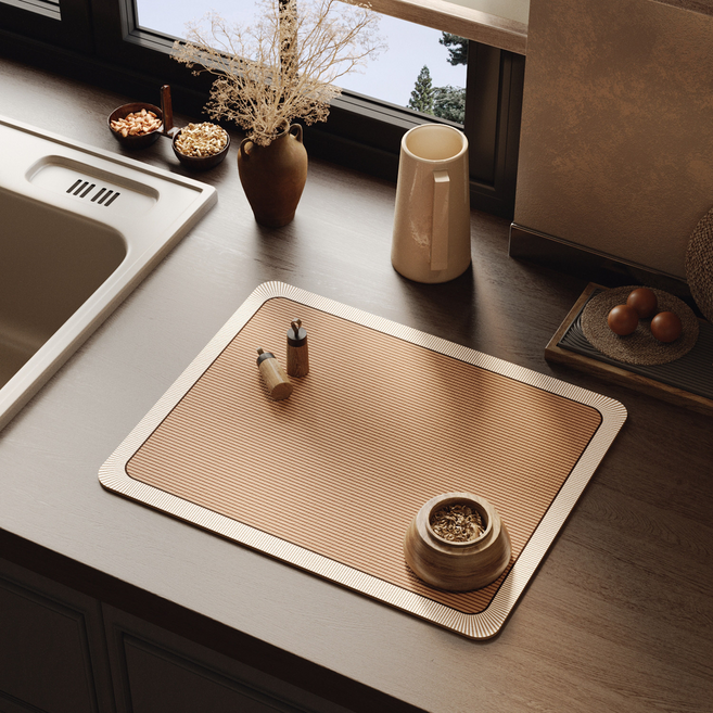 로지엘라 고급 테이블 매트, 라이트브라운, 1개, 30 x 50 cm