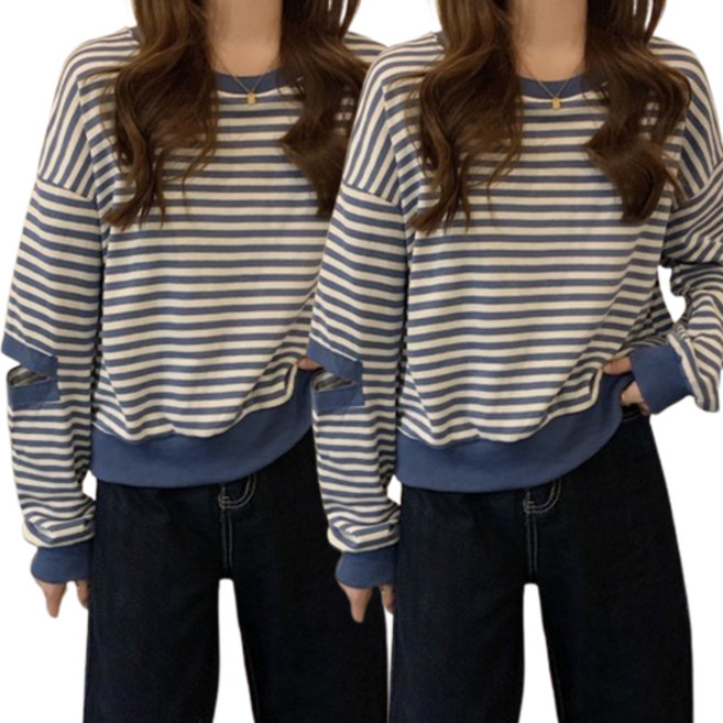 피어니스트 줄무늬 트임 포인트 맨투맨 2p