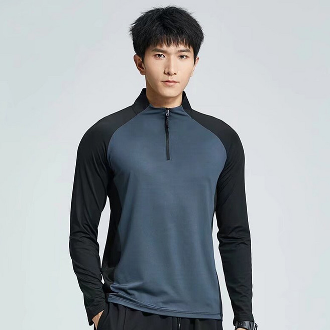Elsso 男款跑步健身半拉鍊登山長袖T恤